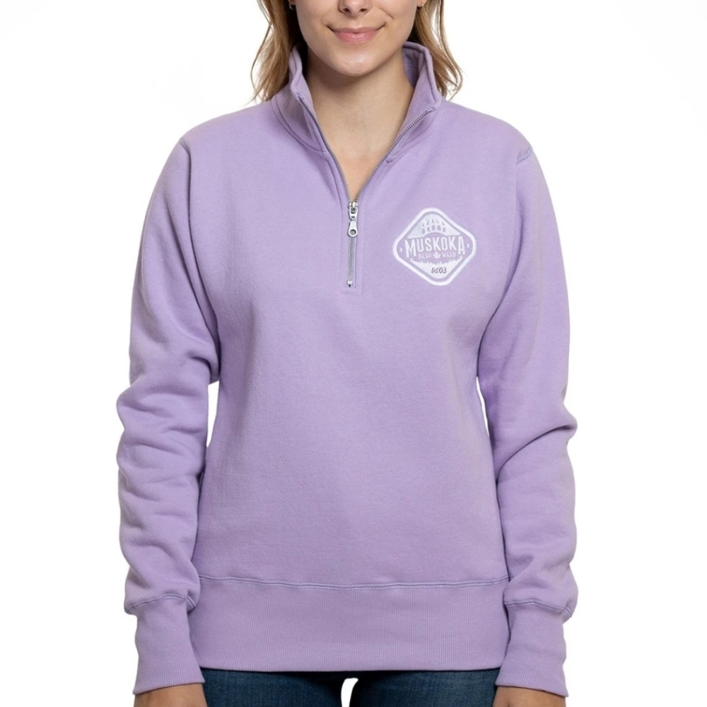 Muskoka Bear Wear purple 1/4 zip sweatshirt